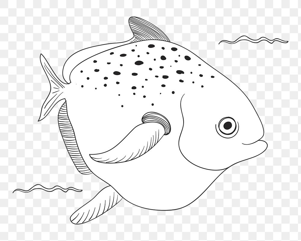 Cute fish png doodle illustration, transparent background