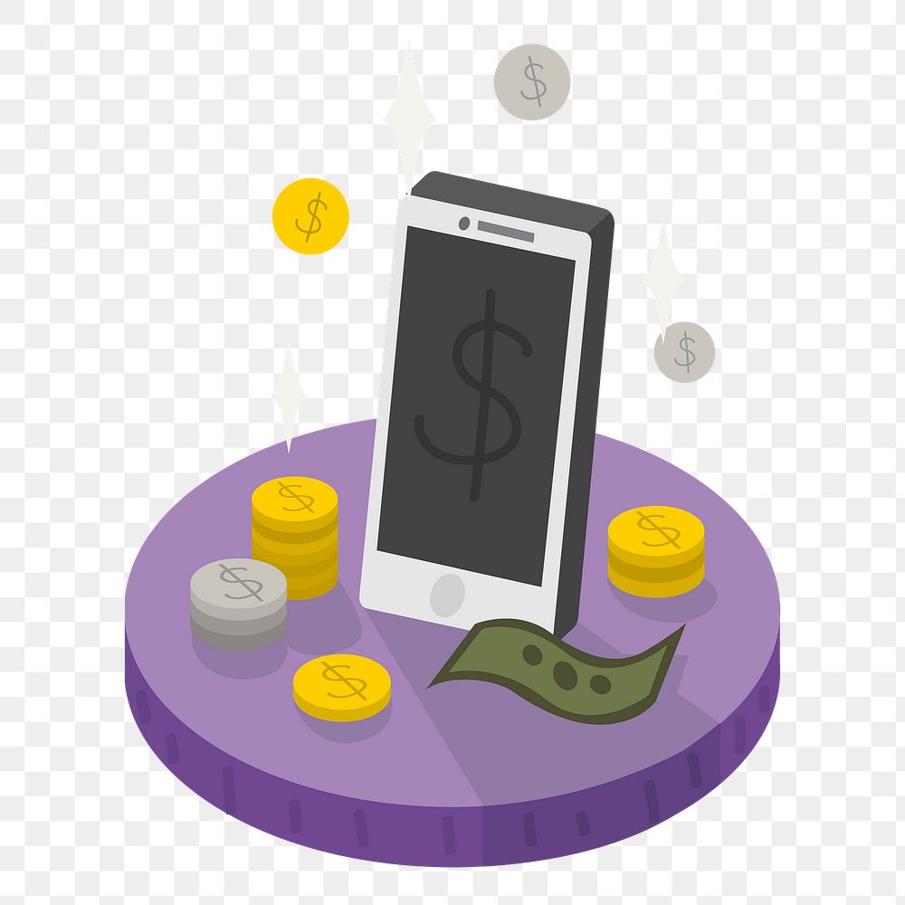  Png mobile phone payment illustration sticker, transparent background
