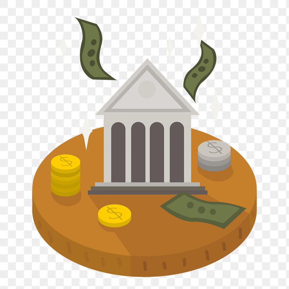  Png banking illustration sticker, transparent background