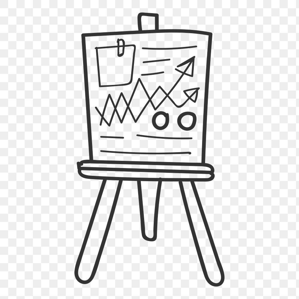 Png business data analysis board doodle element, transparent background