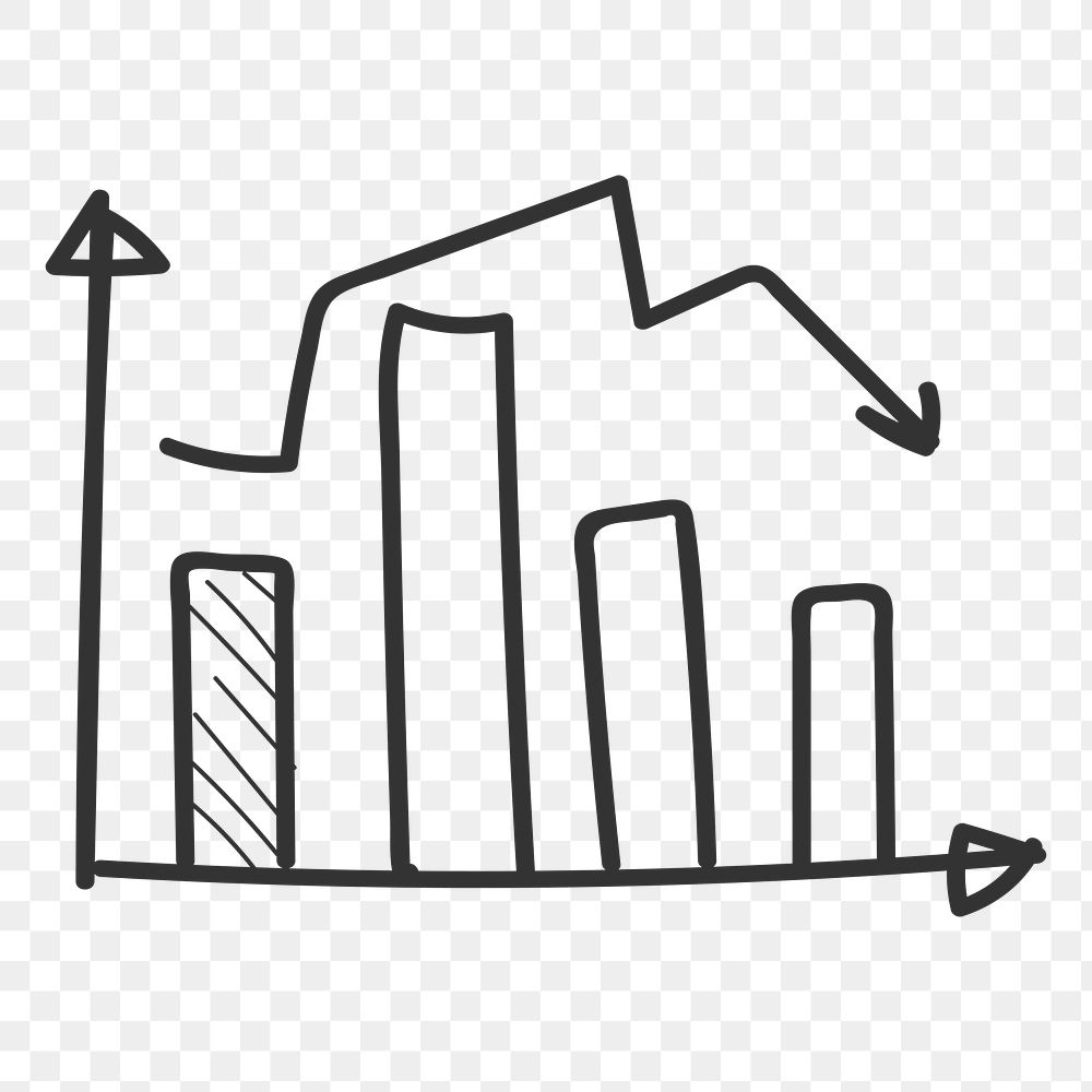 Png business analysis graph doodle element, transparent background