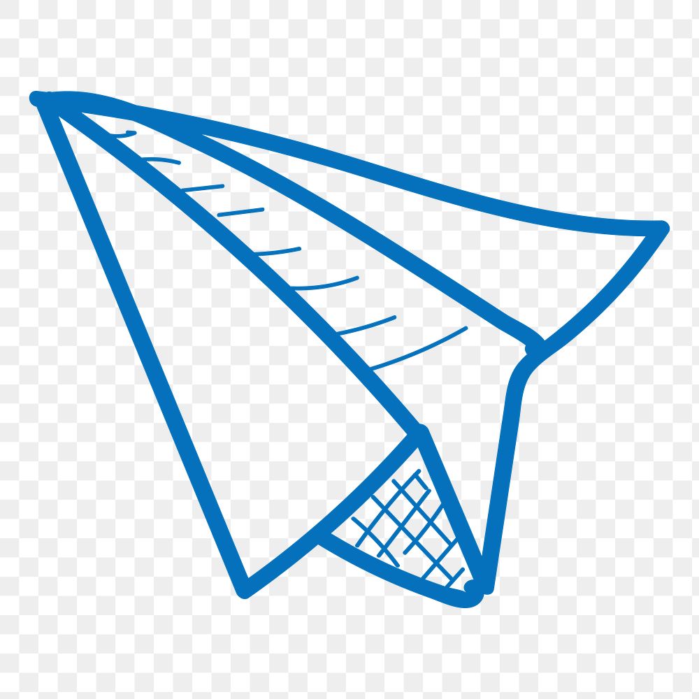 Png paper plane doodle element, transparent background