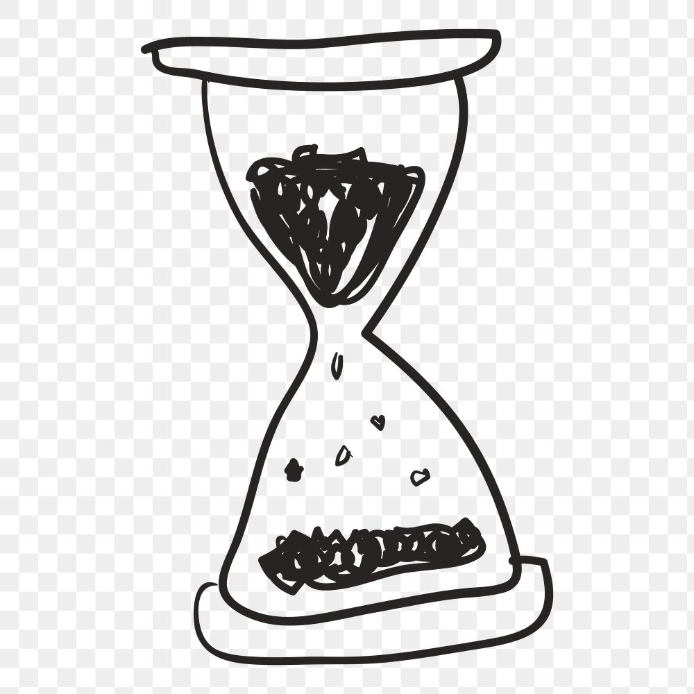 Png hourglass doodle element, transparent background