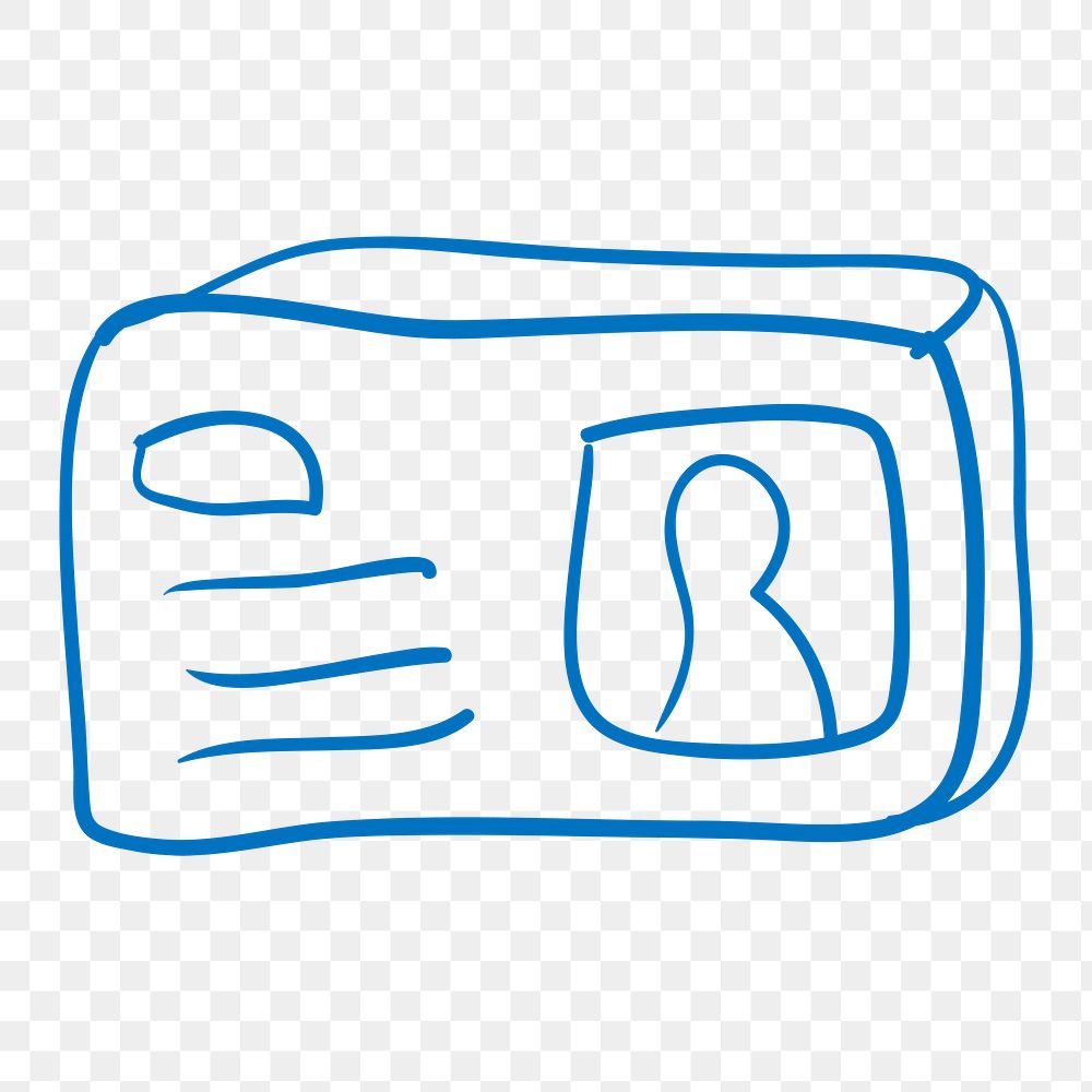 Png ID card doodle element, transparent background