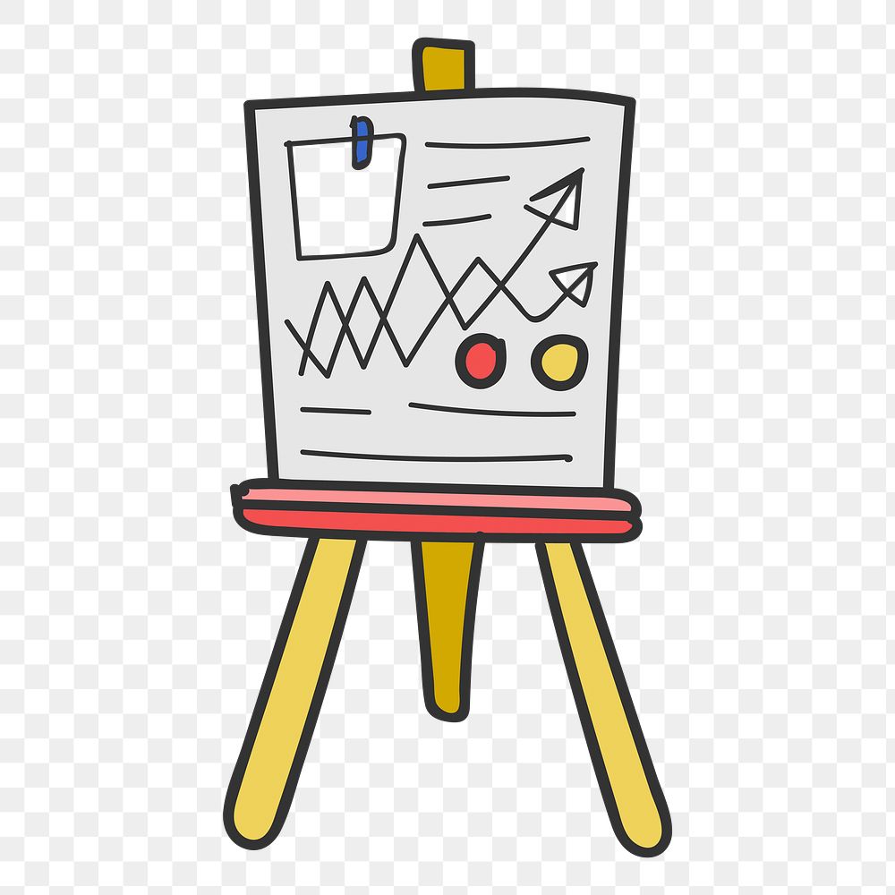 Png business data analysis board doodle element, transparent background