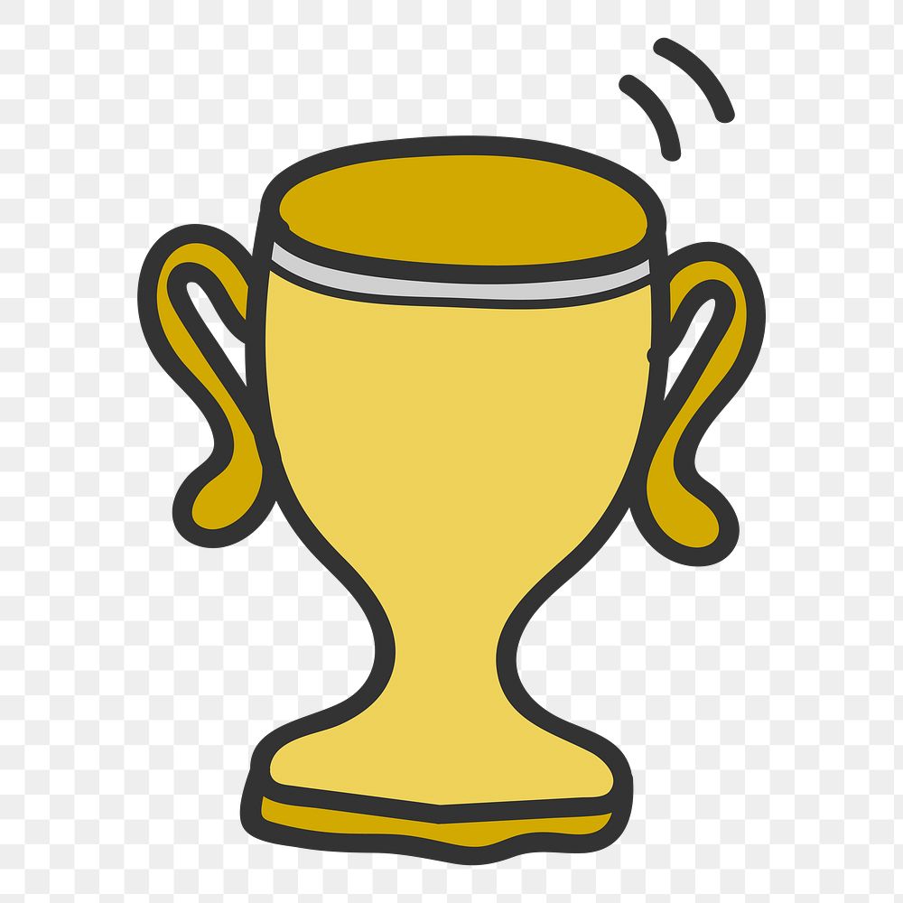 Png trophy doodle element, transparent background