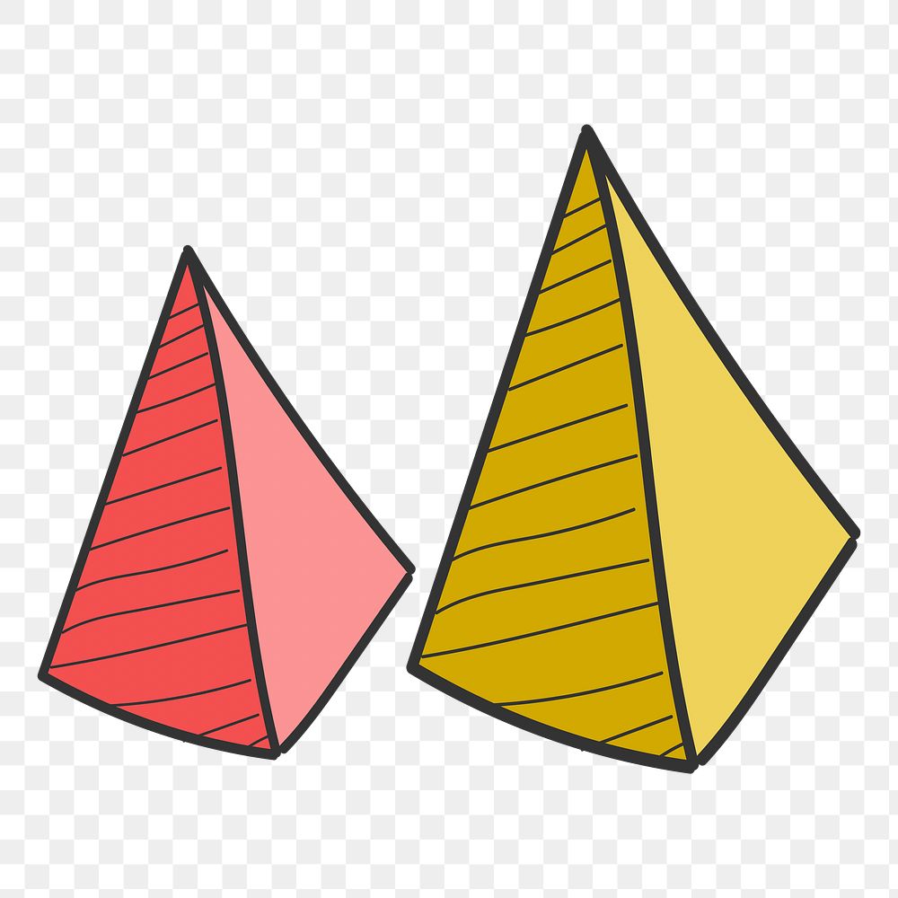 Png business summary pyramid graph doodle element, transparent background