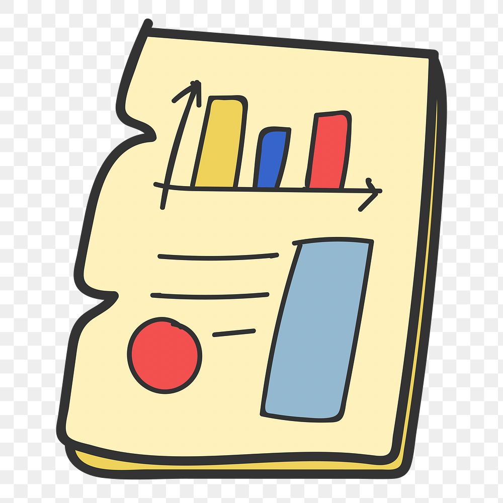 Png Business report chart doodle element, transparent background