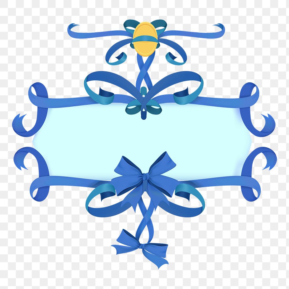 Png blue ribbon banners element, transparent background