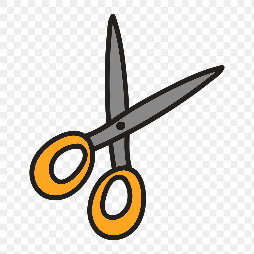 Scissors doodle png element, transparent background