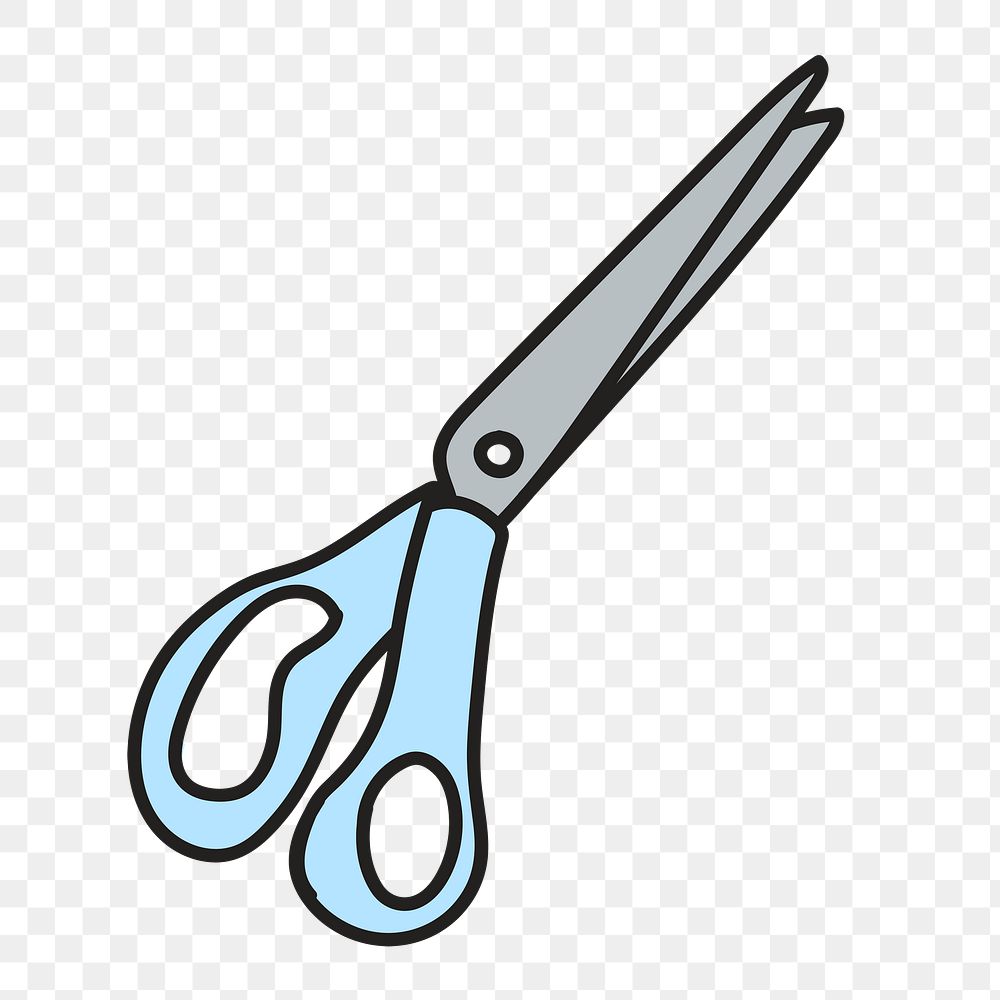 Scissors doodle png element, transparent background