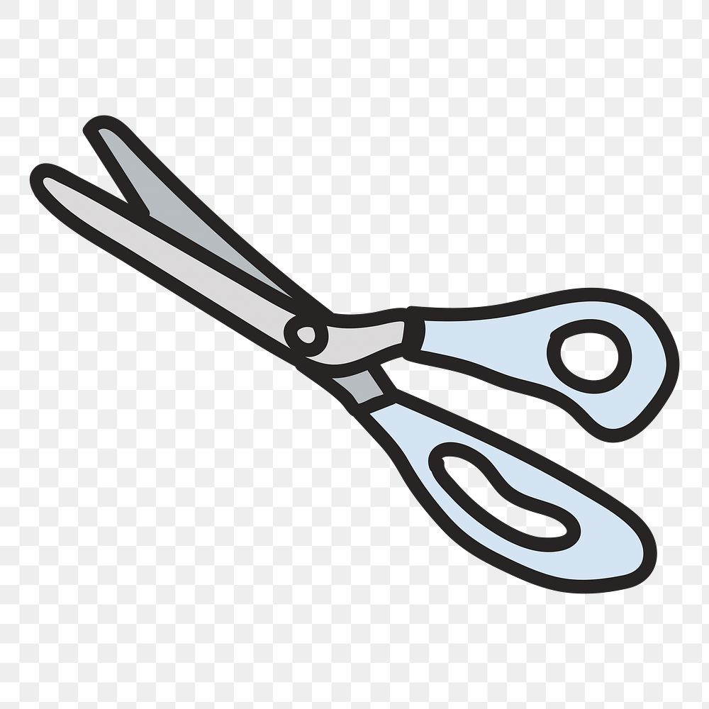 Scissors doodle png element, transparent background