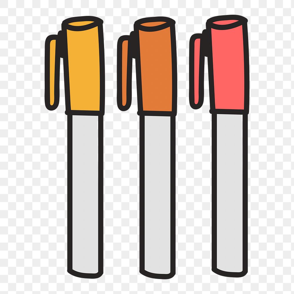 Pens doodle png element, transparent background