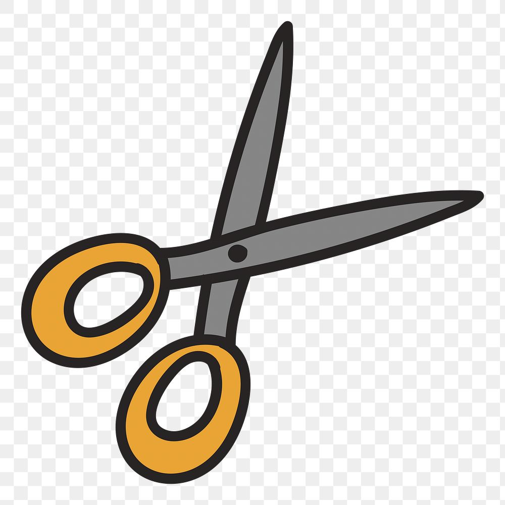 Scissors doodle png element, transparent background