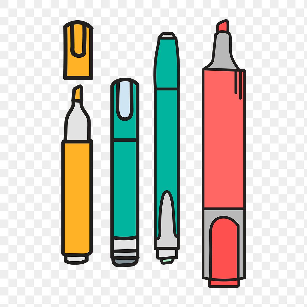 Pens doodle png element, transparent background