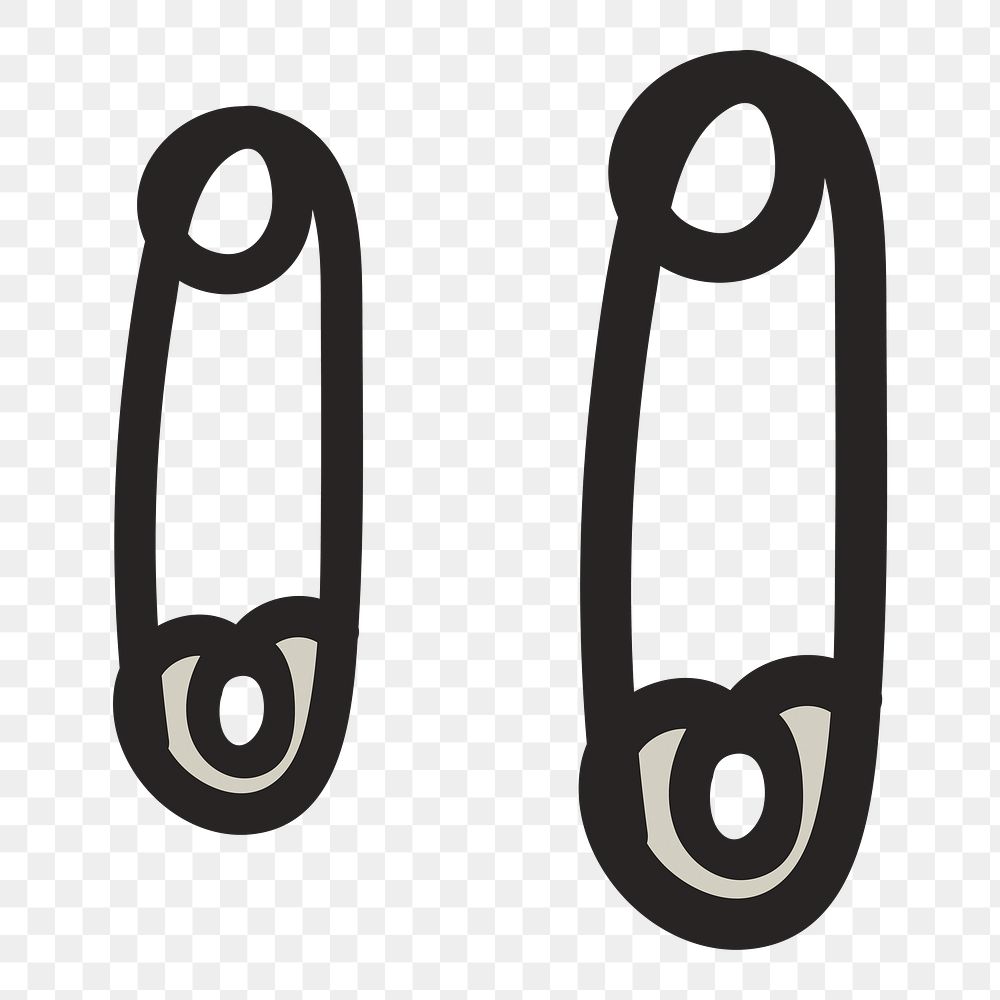 Safety pin doodle png element, transparent background