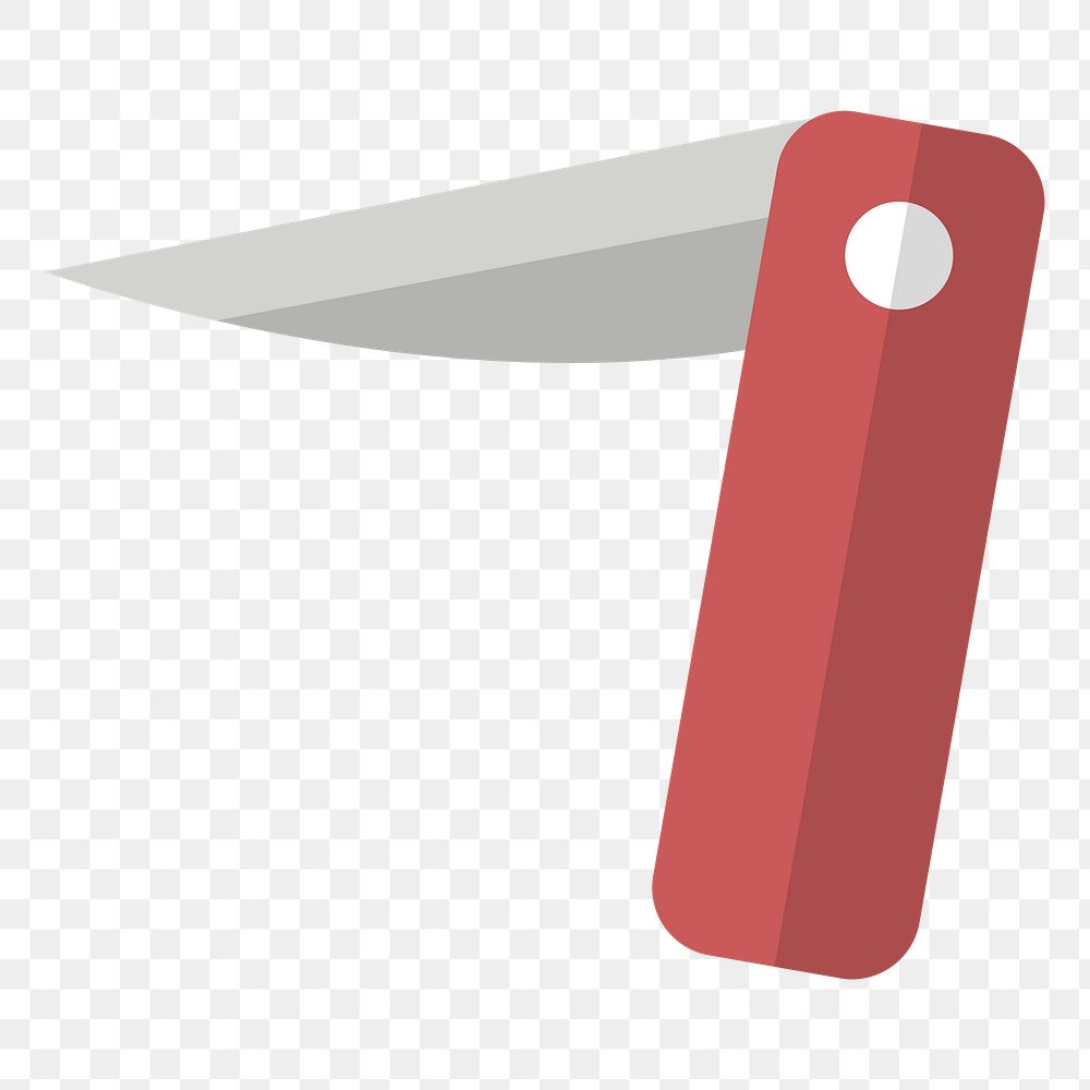 Png red pocket knife flat sticker, transparent background