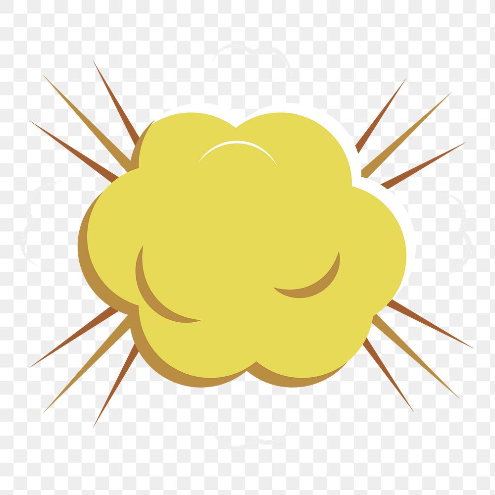  Png yellow explosion cloud sticker, transparent background