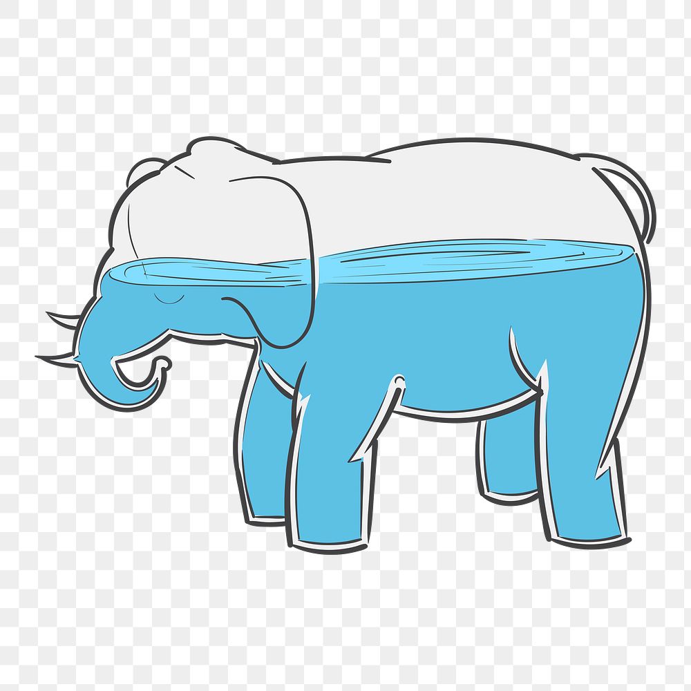 Png  Elephant illustration element, transparent background