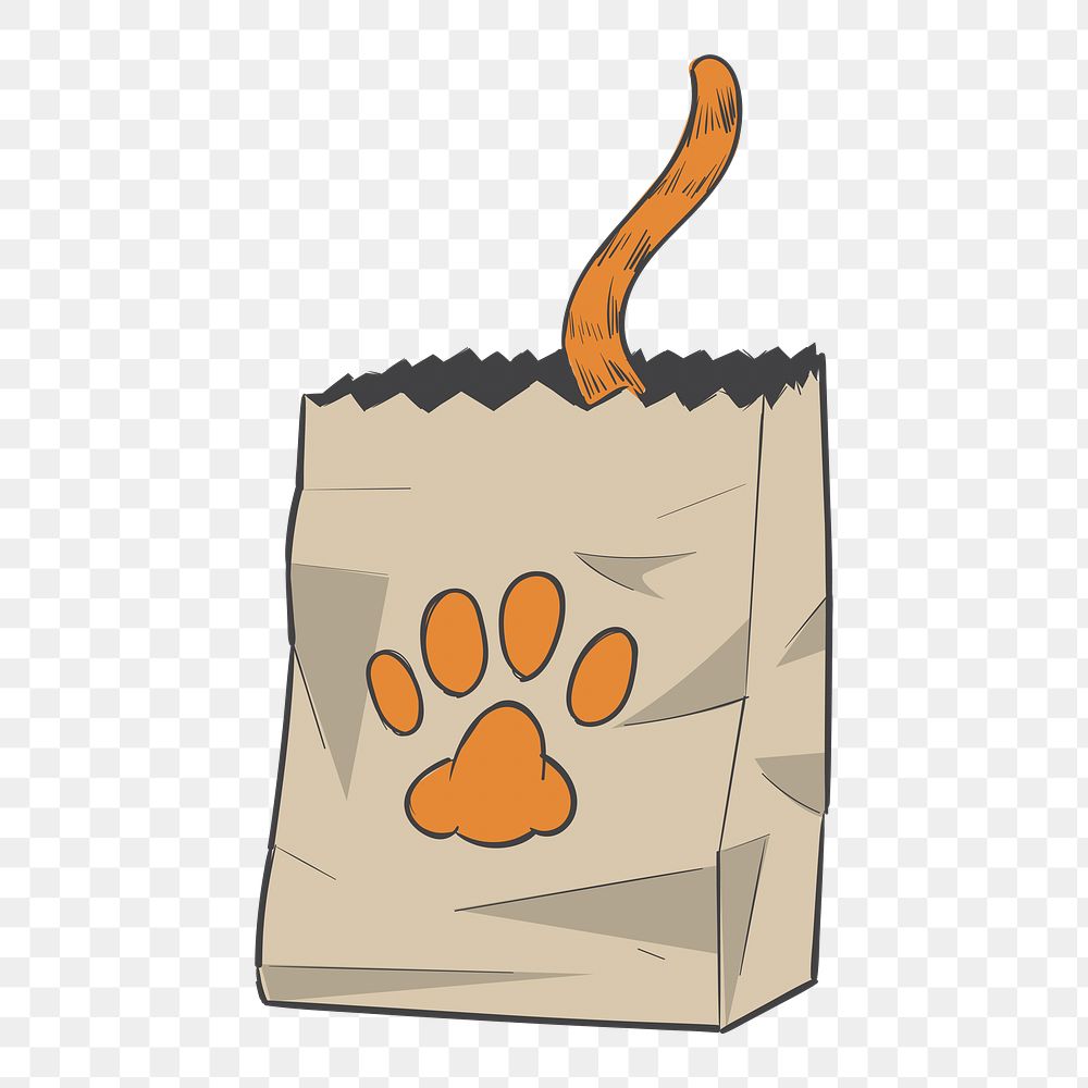Png  Let the cat out of the bag illustration element, transparent background
