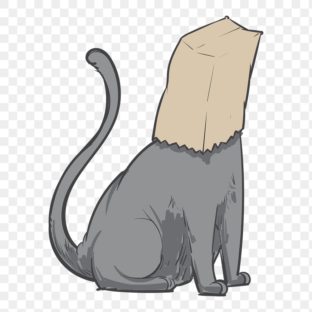 Png  Let the cat out of the bag illustration element, transparent background