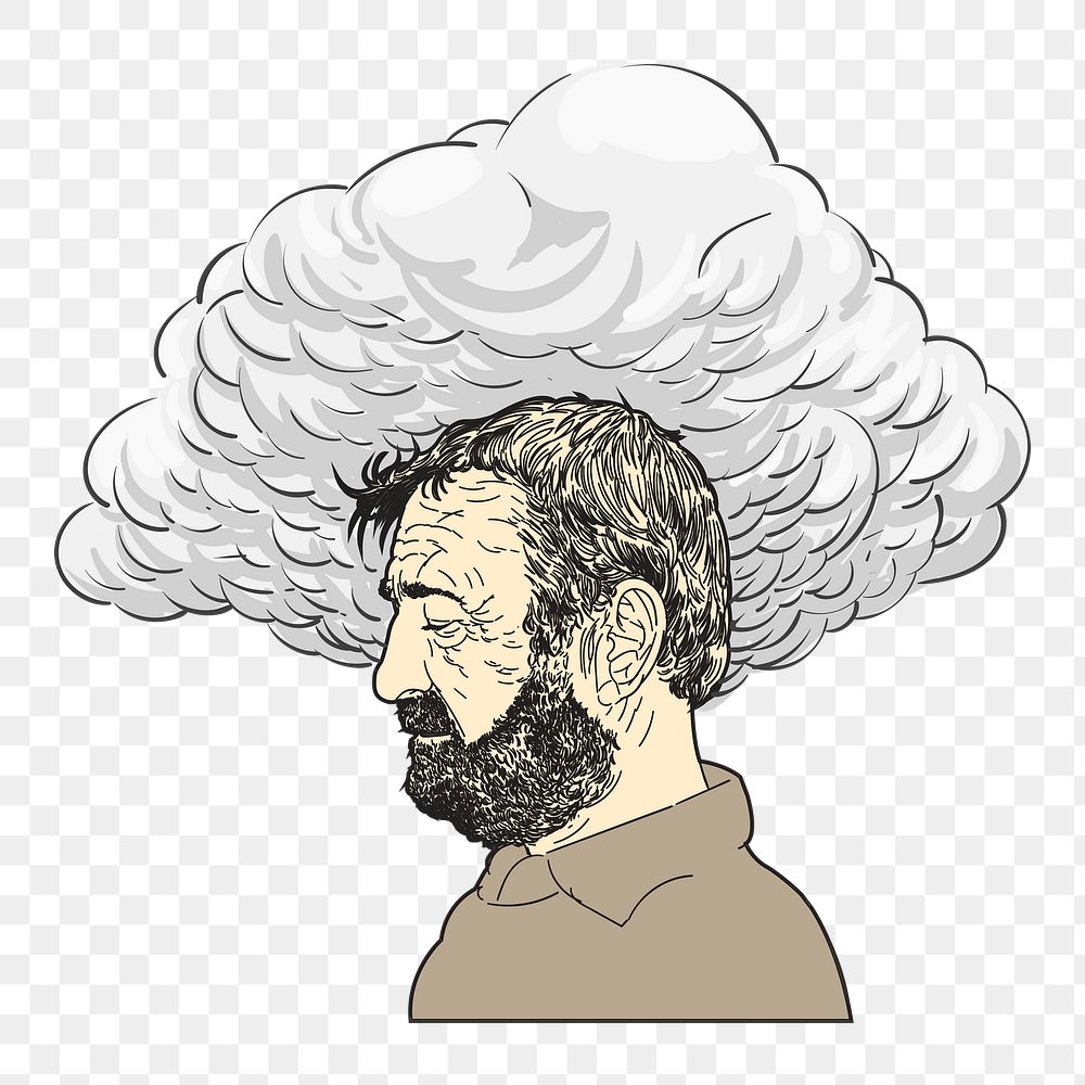 Png  Feeling under the weather illustration element, transparent background