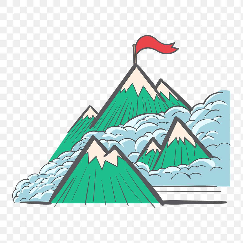 Png  Mountain tops illustration element, transparent background