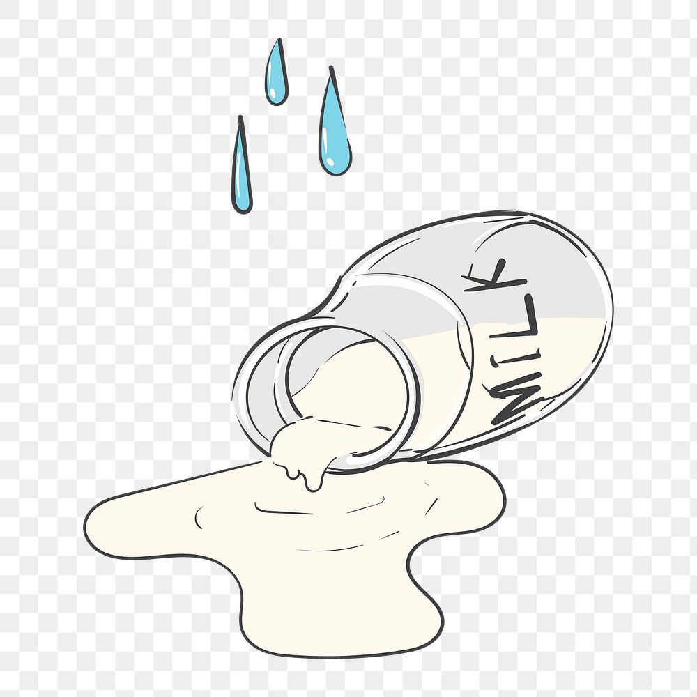 Png  Cry over spilt milk idiom illustration element, transparent background