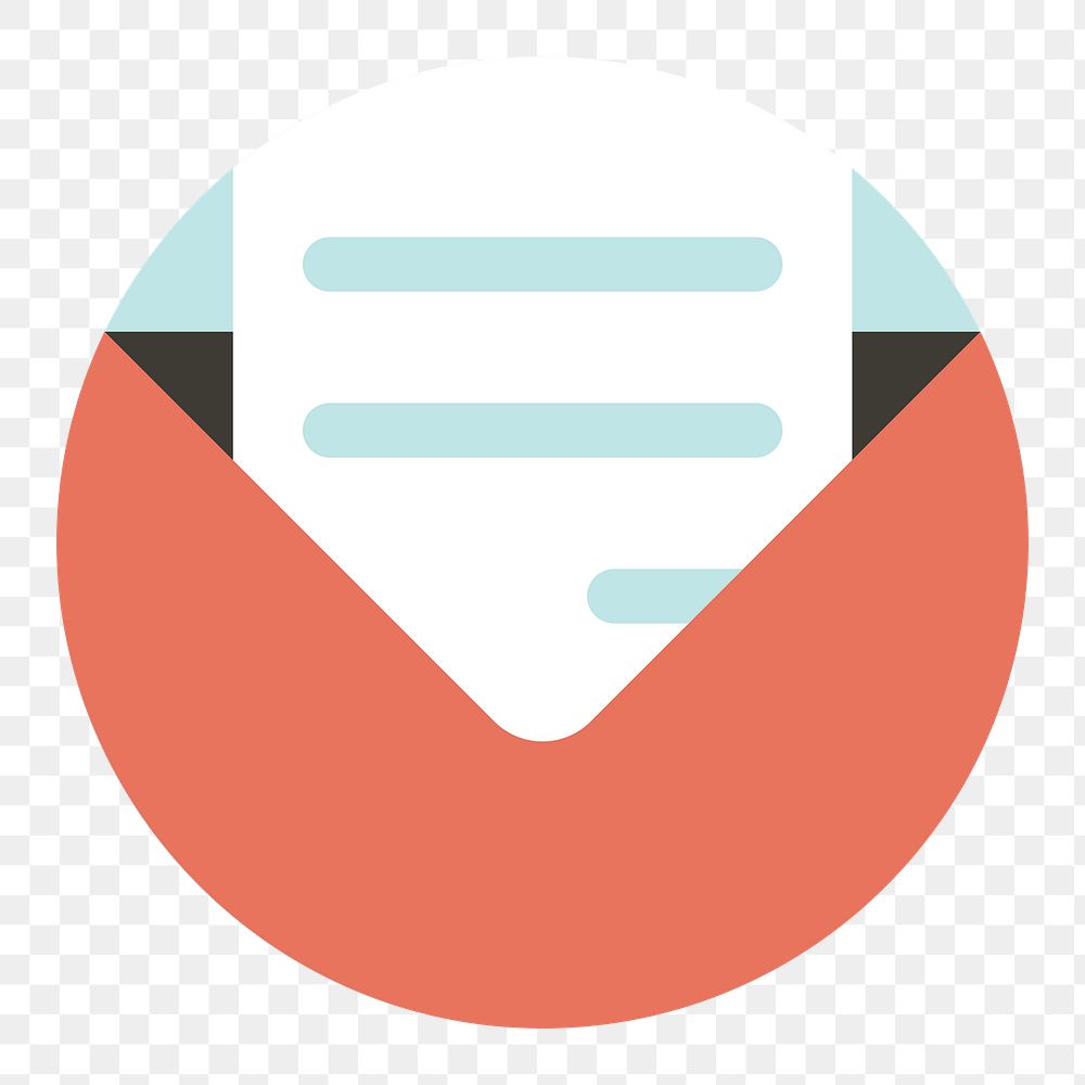 Png orange email inbox icon, transparent background