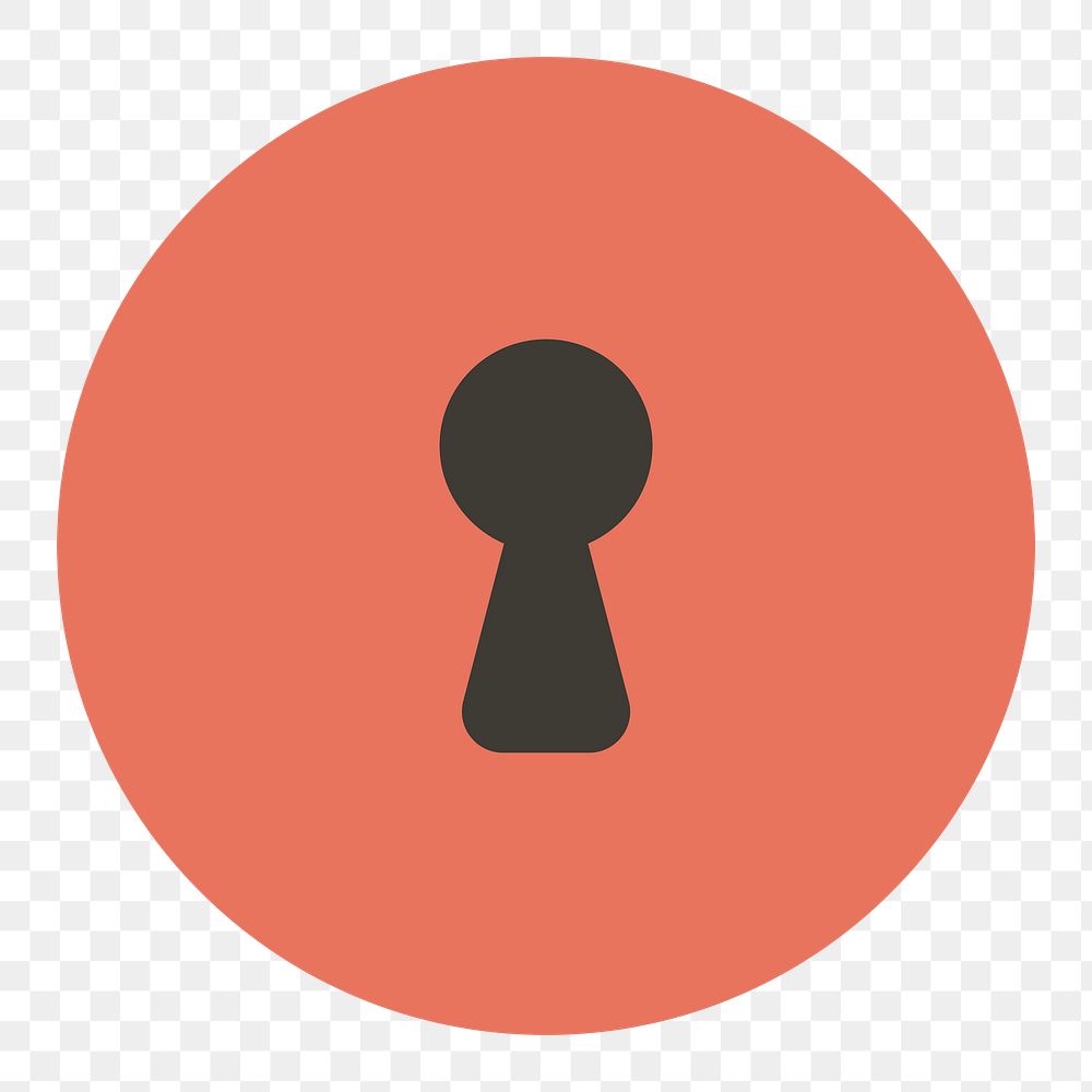 Png orange keyhole protection icon, transparent background