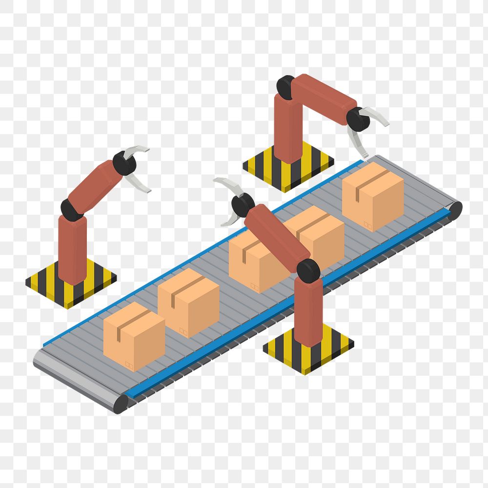 Png logistics conveyer line illustration, transparent background