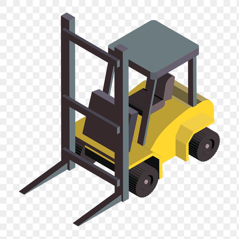 Png yellow warehouse forklift illustration, transparent background