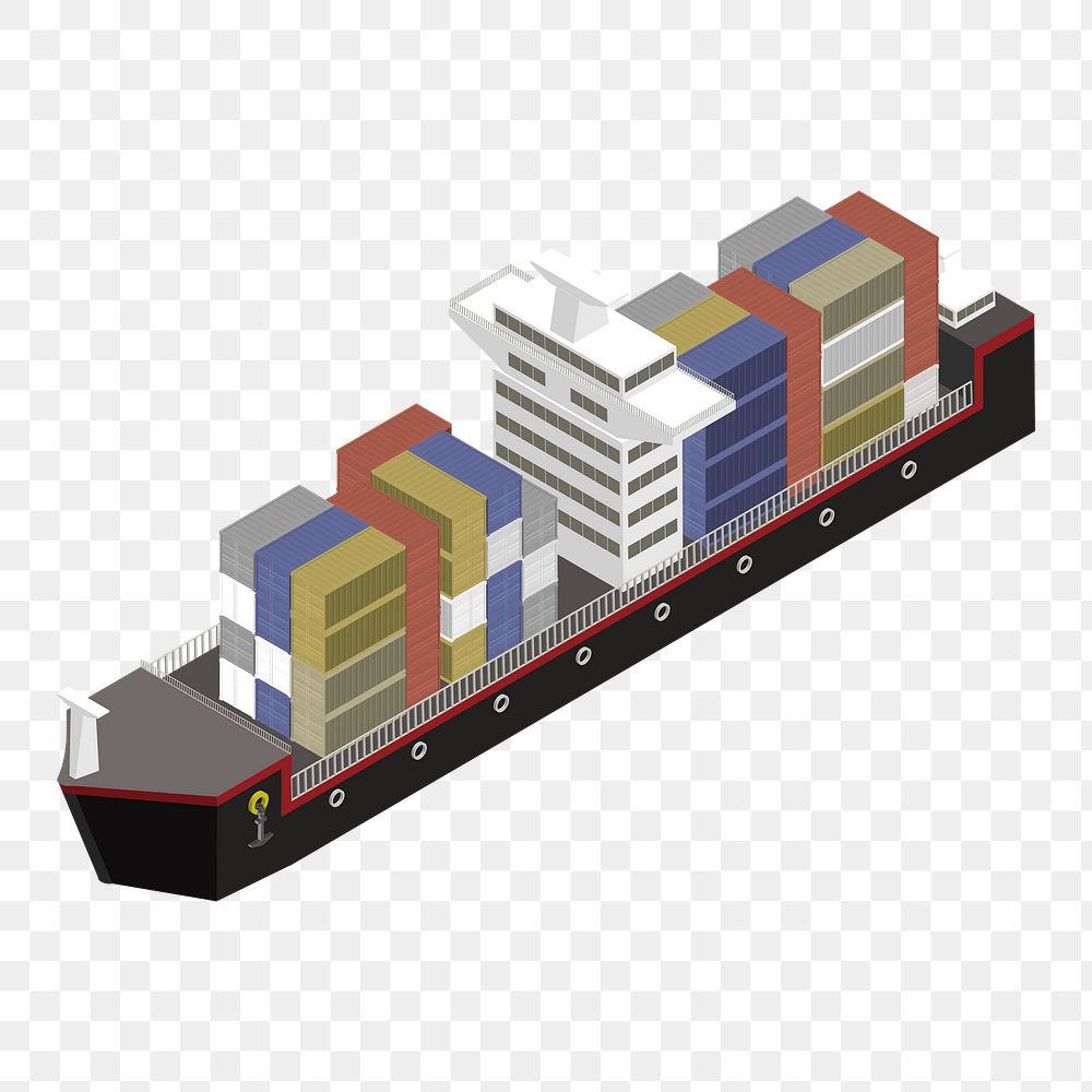 Png cargo ship business illustration, transparent background