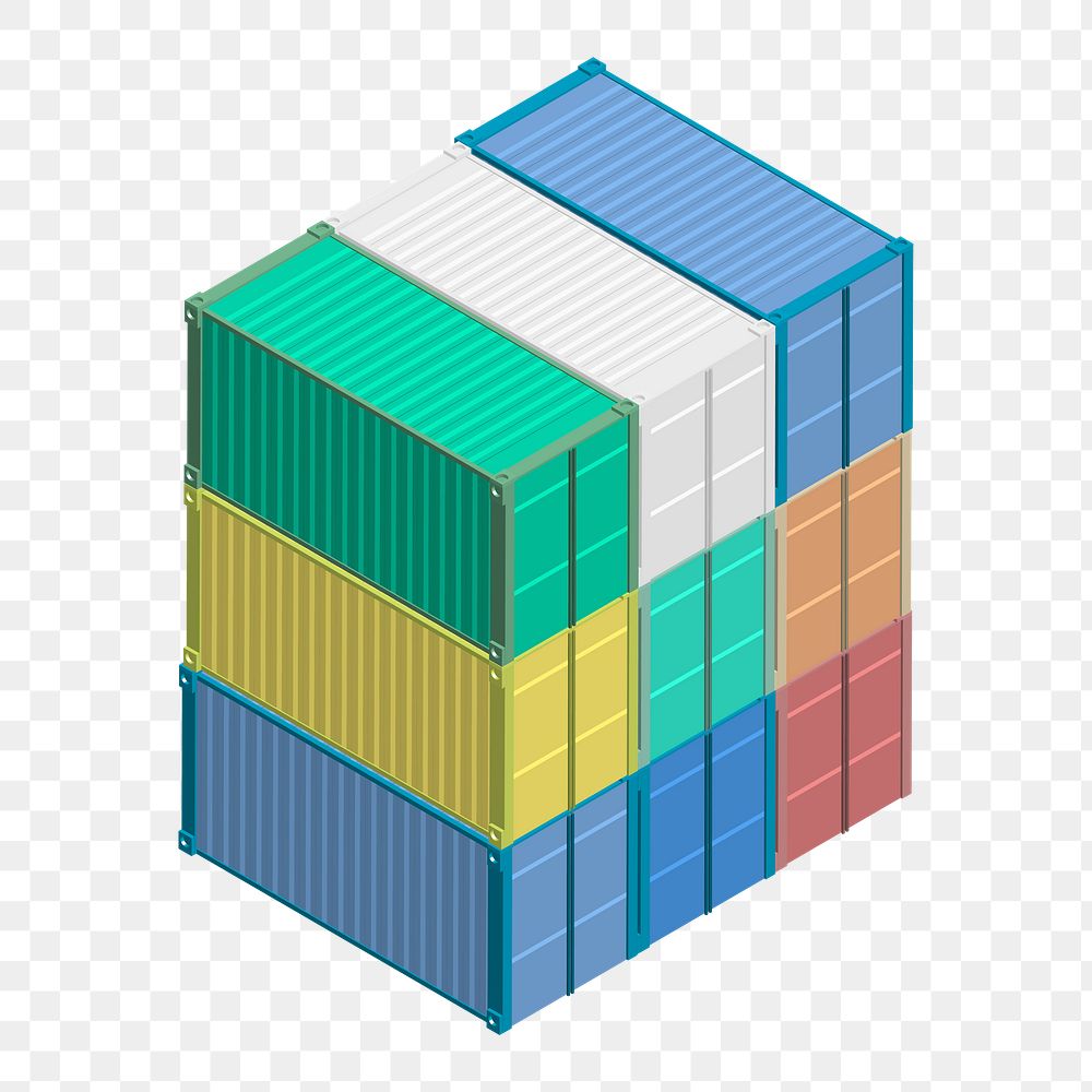 Png metal cargo containers illustration, transparent background