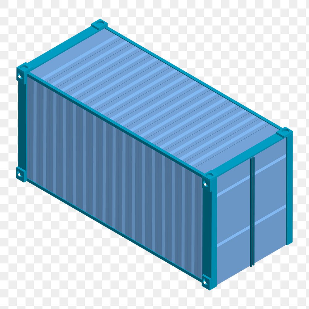 Png blue metal container illustration, transparent background