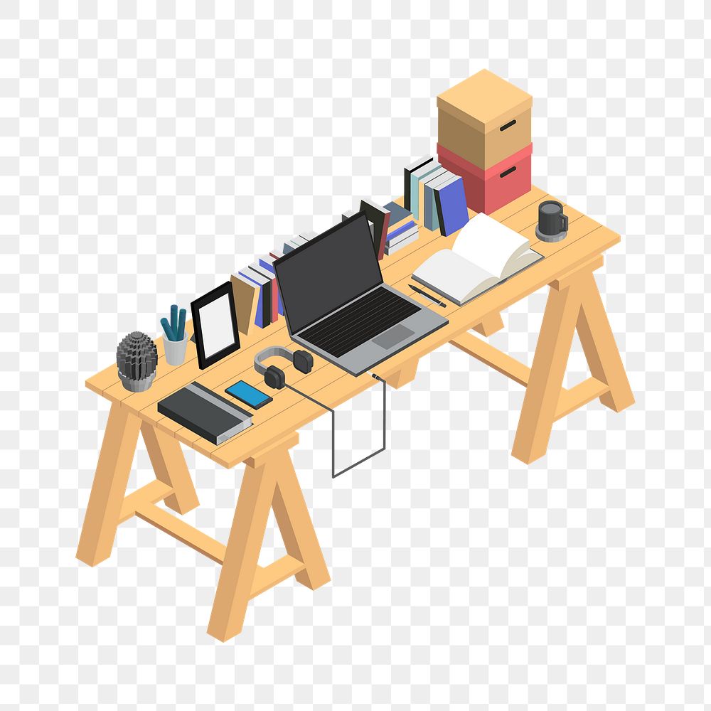 Png modern home office illustration, transparent background