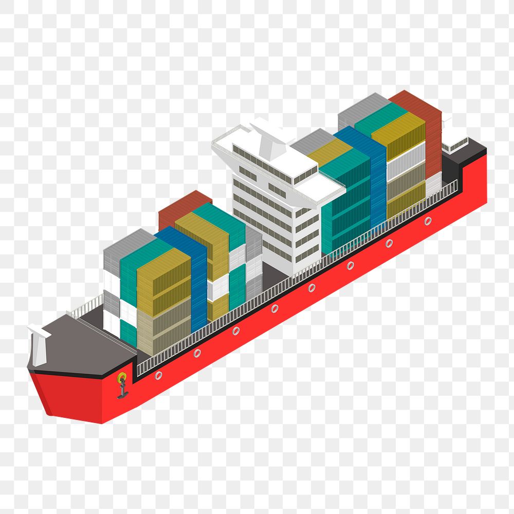 Png red cargo ship illustration, transparent background