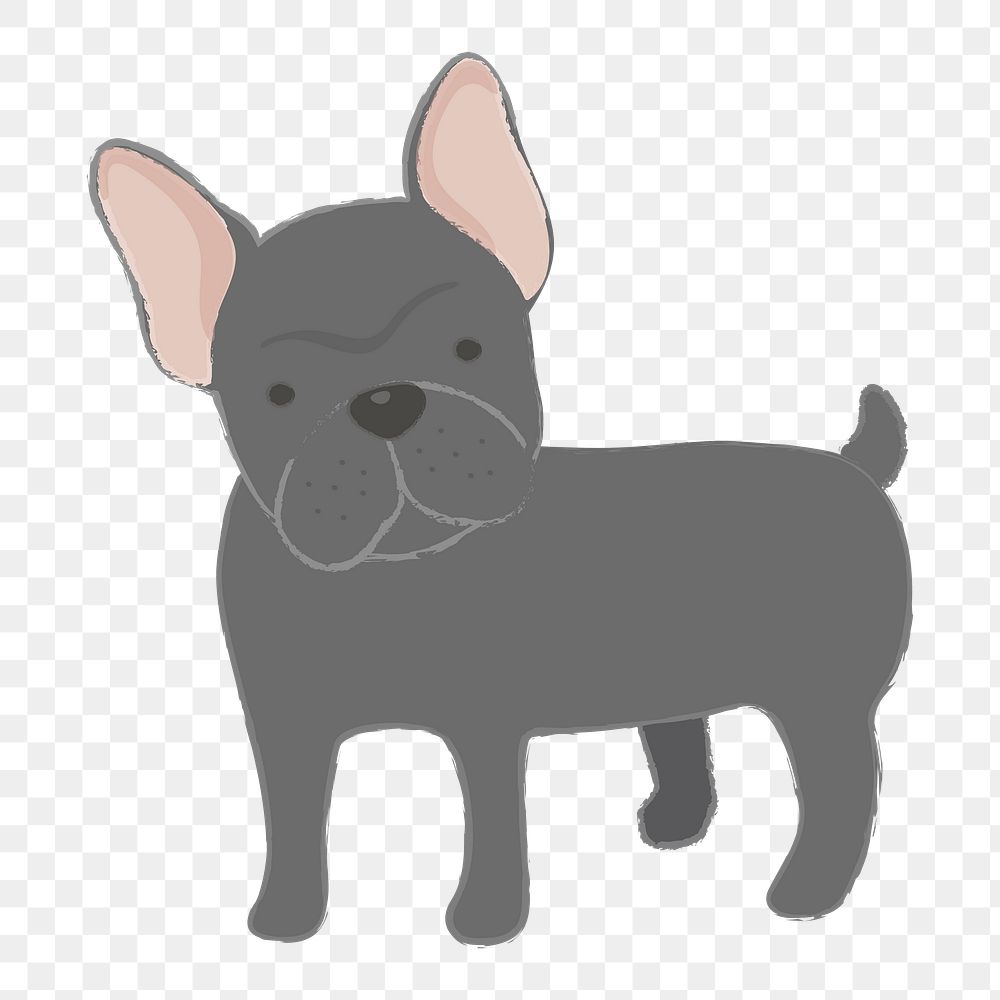 Png black French Bulldog  sticker, transparent background