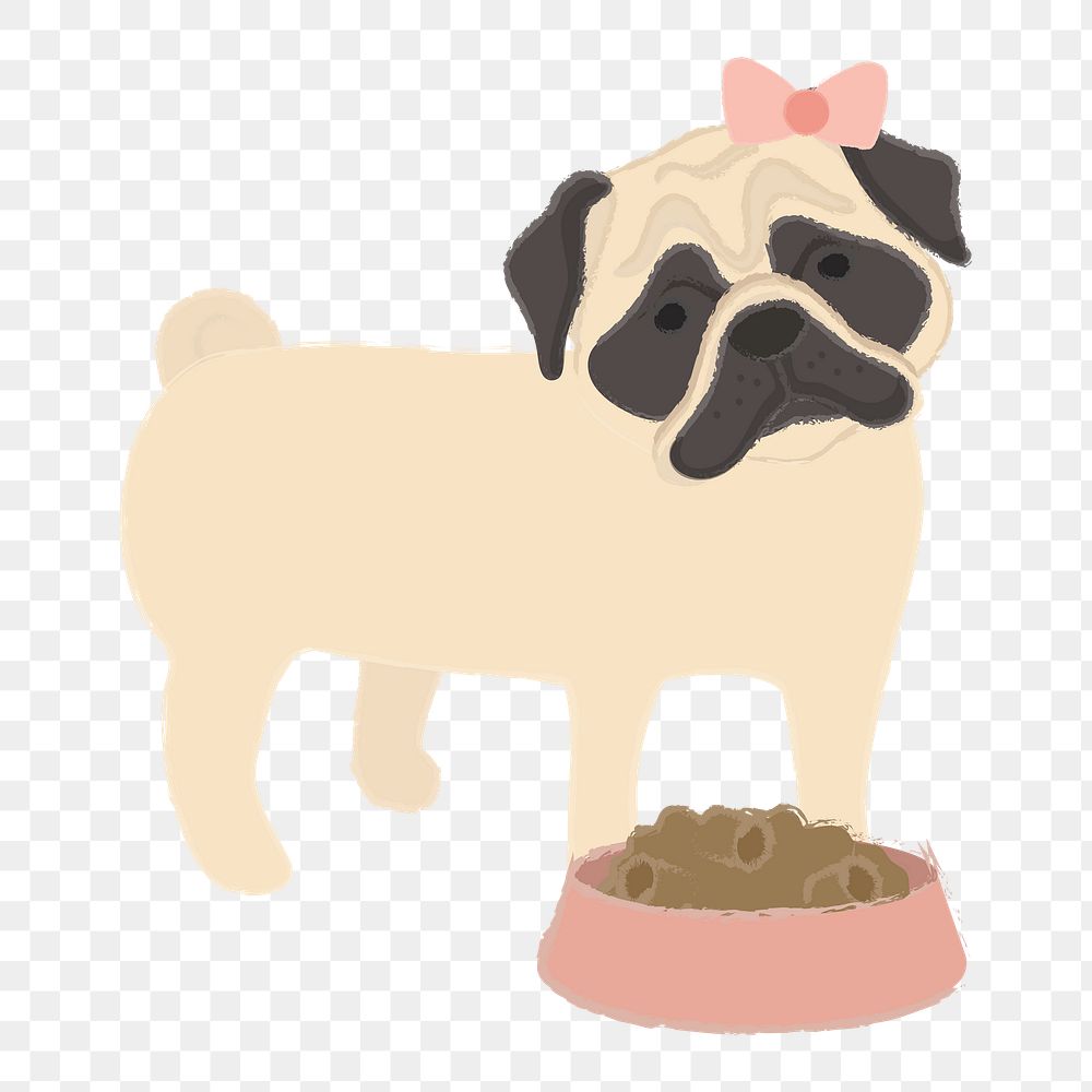 Png cute Pug dog  sticker, transparent background