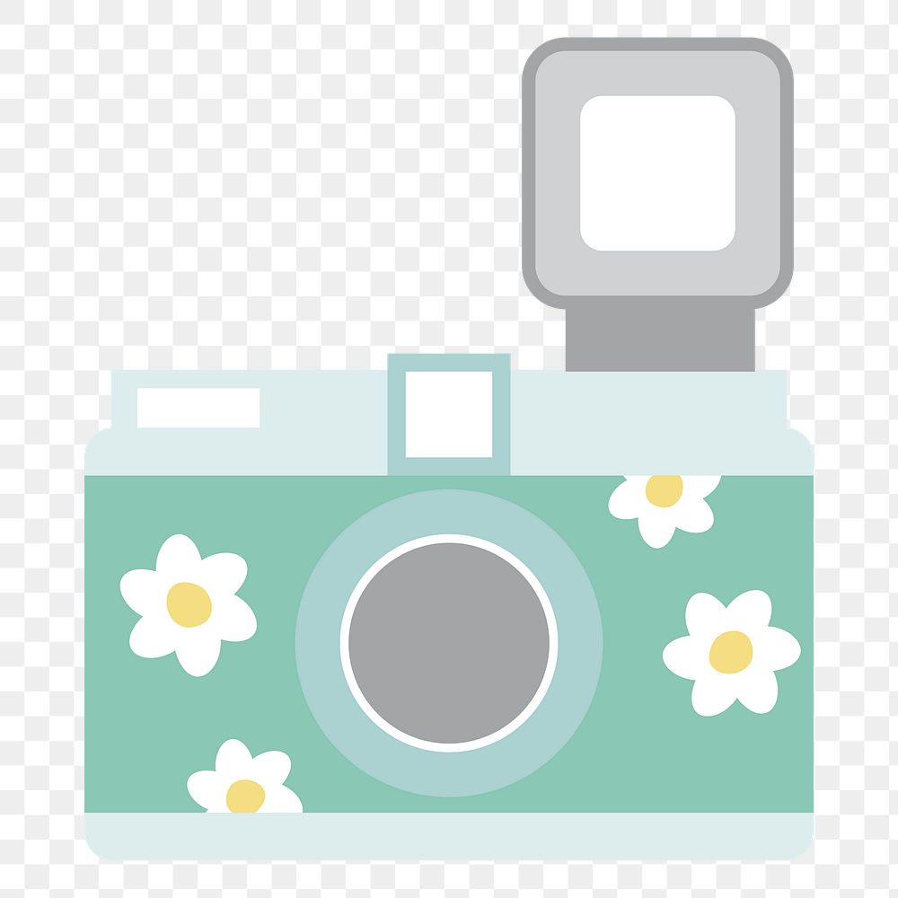  Png floral design camera illustration sticker, transparent background