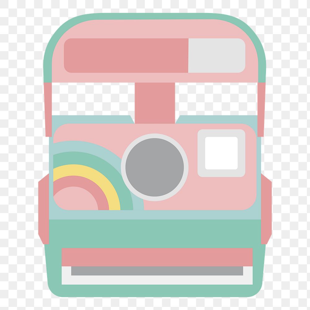  Png cute instant film camera illustration sticker, transparent background