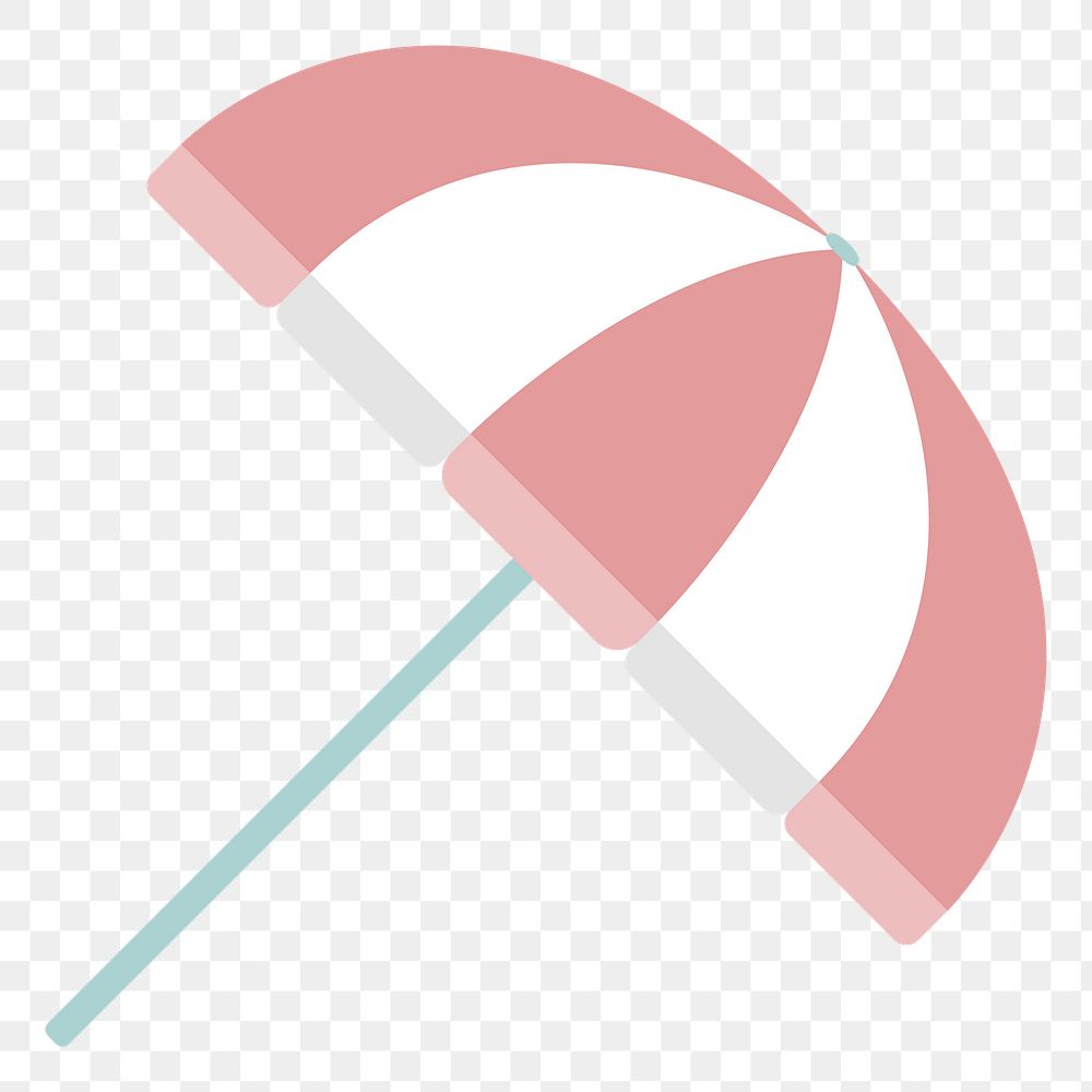 Png pink beach umbrella illustration sticker, transparent background