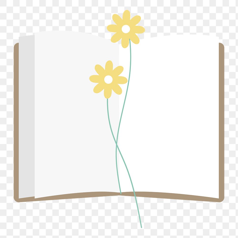  Png floral book illustration sticker, transparent background