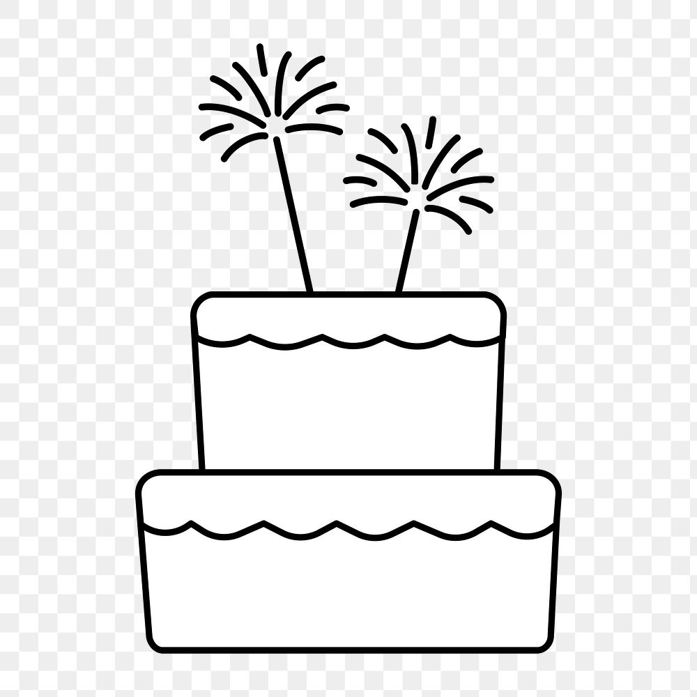 Png simple party cake illustration, transparent background