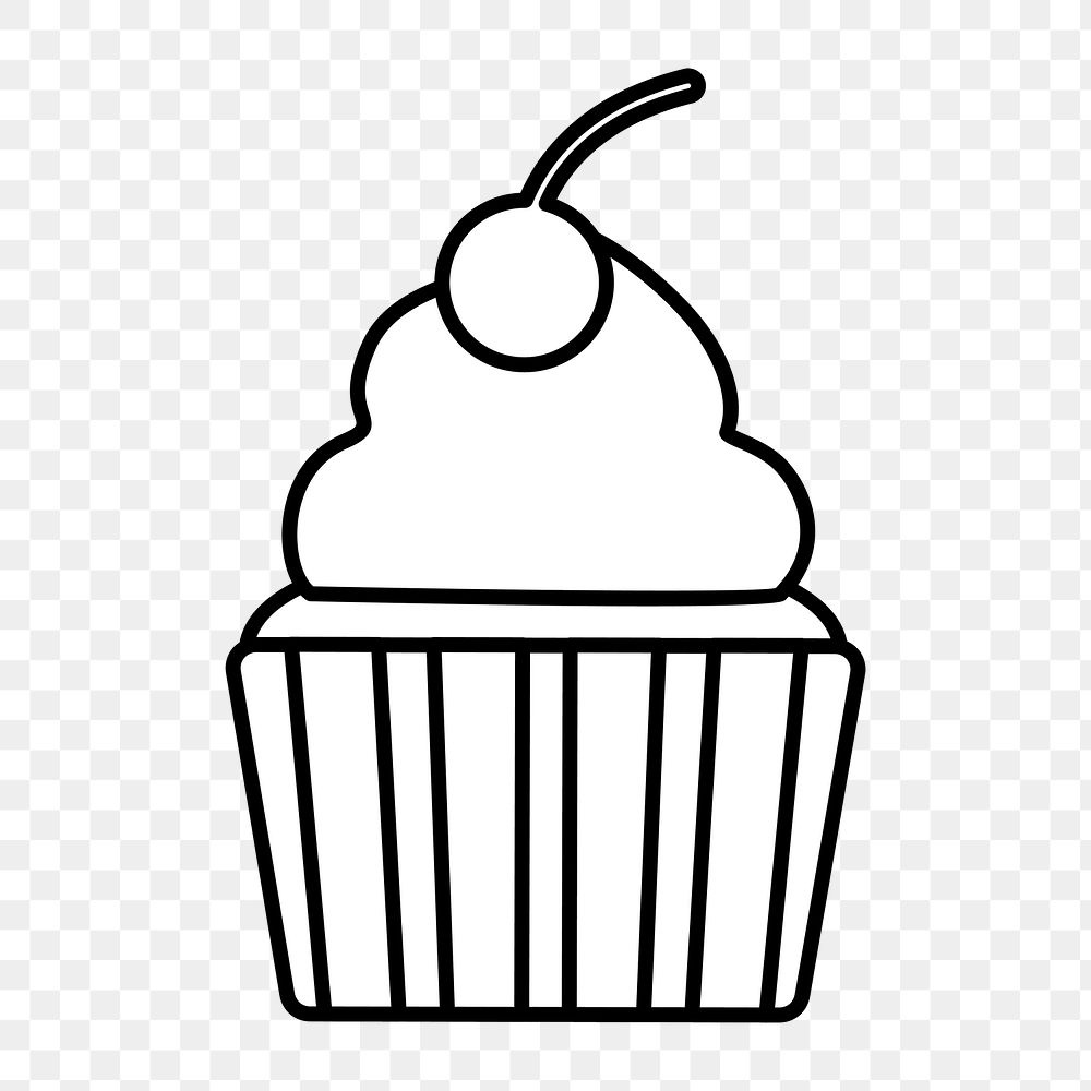 Png simple frosted cupcakes illustration, transparent background