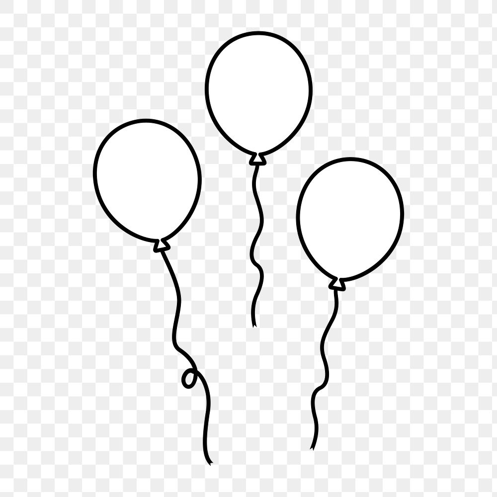 Png simple party balloons illustration, transparent background