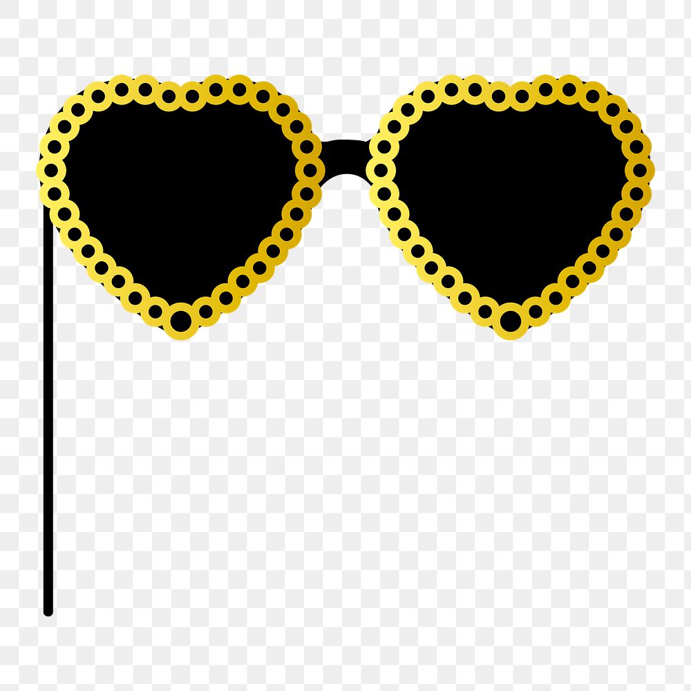 Png heart shaped sunglasses mask illustration, transparent background