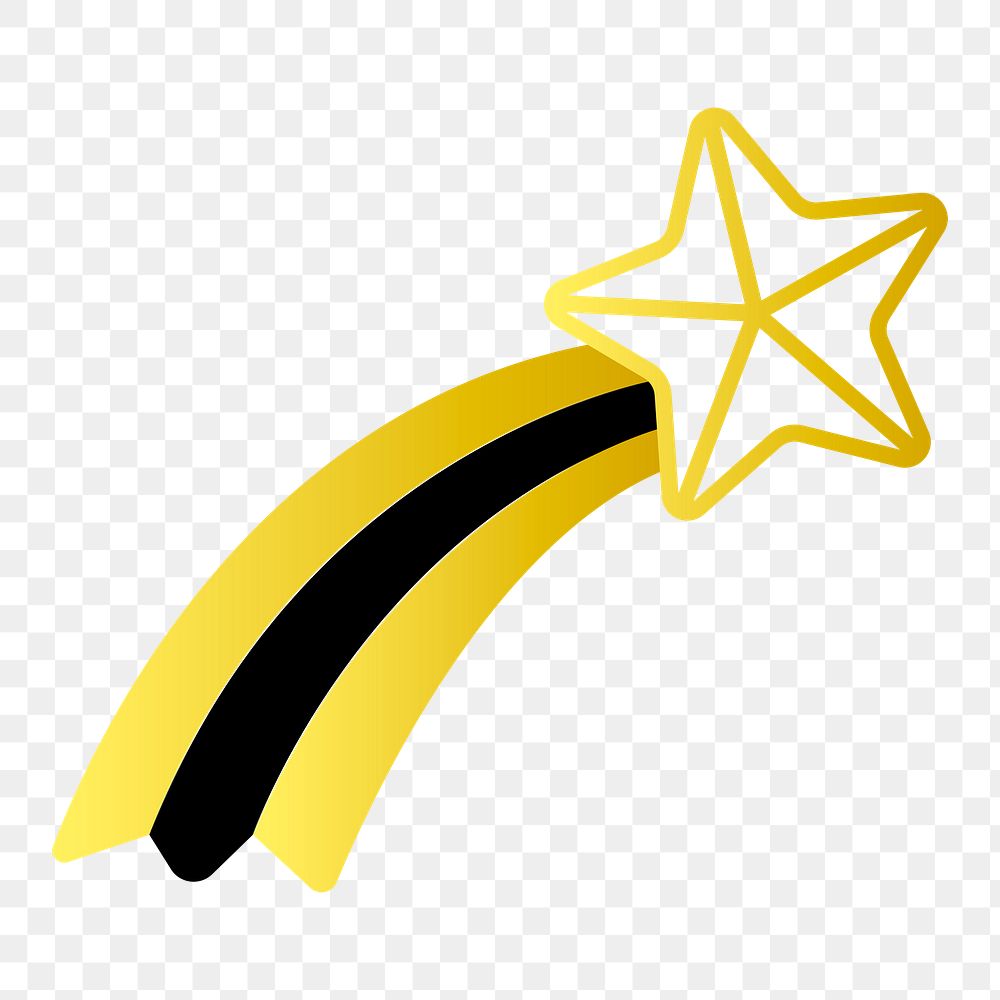 Png gold shooting star illustration, transparent background