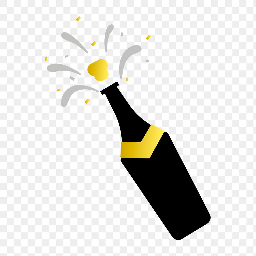 Png champagne bottle release  illustration, transparent background