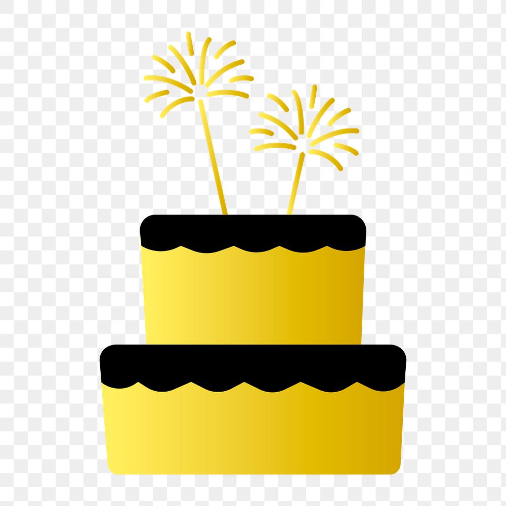 Png gold party cake illustration, transparent background